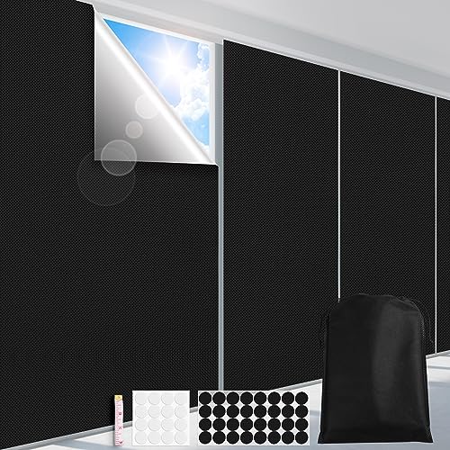 FADOTY 100% Blackout Curtains for Bedroom, 118" x 57" Portable Blackout Window Cover Film, No Drilling Travel Black Out Curtains, Sun Light Blocker Black Out Shades Blinds for Nursery Media Dorm Room