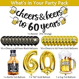 60th Birthday Decorations, 60 Years Anniversary Decorations Cheers to 60 Years Banner, 60 Sign Latex Balloon, 32 Inch Number 60 Gold Foil Balloon Cheers Cup Foil Balloon for 60 Birthday Wedding Party