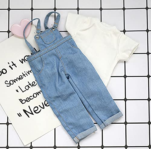 XiDonDon Blyth BJD clothes 30cm 1/6 BJD SD YOSD doll clothes Fashion Denim overalls pants and Short sleeve T-shirt set doll accessories (blue)