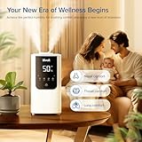 LEVOIT Humidifiers for Bedroom Home, Smart Warm and Cool Mist Air Humidifier for Large Room, Auto Customized Humidity, Fast Symptom Relief, Easy Top Fill, Essential Oil, Quiet, OasisMist4.5L, White