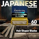 Single Edge Razor Blades - 60Pcs Japanese Stainless Steel Polymer Hair Shaper Blades - Straight Razor Shaving Blade Refills - Facial Hair & Eyebrow Shaper Trimmer for Men & Women - 12 Packs of 5