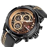 NAVIFORCE Sport Military Watches for Men Waterproof Watch Analog Quartz Leather Band Date Calendar Clock Wristwatch