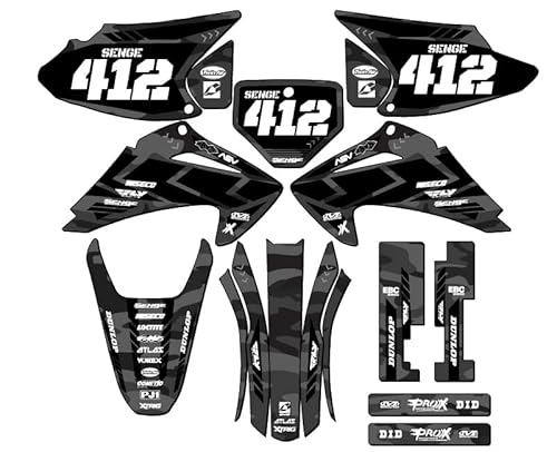 2003-2007 CRF 150 F Apache Grey Senge Graphics Complete Kit with Rider I.D. Compatible with Honda
