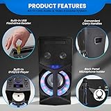 Pyle Audio Video DVD Karaoke PA Speaker System w/2 Wireless Microphones - 800W Built-in Multimedia Disc Player, Bluetooth, FM Radio, USB Slot, LED Display Screen, Remote Control and Cables included