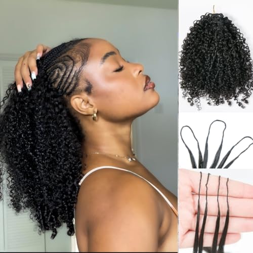 Feather Crochet Hair Extensions Afro Kinky Curly Pre Looped Crochet Human Hair Curly For Black Women Pre Separated Knotless Crochet Hair 18Inch 60g