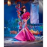 Barbie Signature Fashion Doll, 2023 Dia de Muertos Collectible Wearing Ruffled Pink Gown & Holding Tiny Ofrenda, Includes Doll Stand