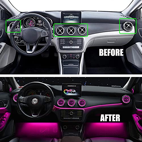 12 Colors Dashboard Air Vents Interior Trim Set for 2014 2015 2016 2017 2018 2019 Mercedes-Benz CLA180 CLA200 CLA250 CLA45AMG W117 Ambient Light Accessories, 5pcs Turbo LED AC Vent Lights