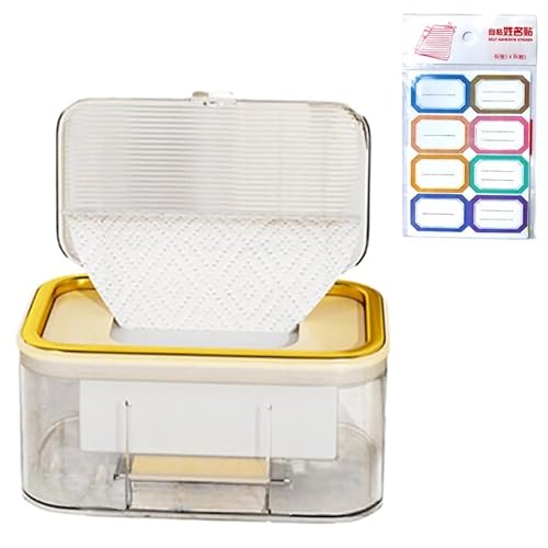 ZANTIAO Mask Storage Box with Lid, Tissue Box Holder, Openable Mask Storage Box Organizer, Wall Hanging Tissue Box for Home, Office, Car, Schools, Churches, Gyms, Cream