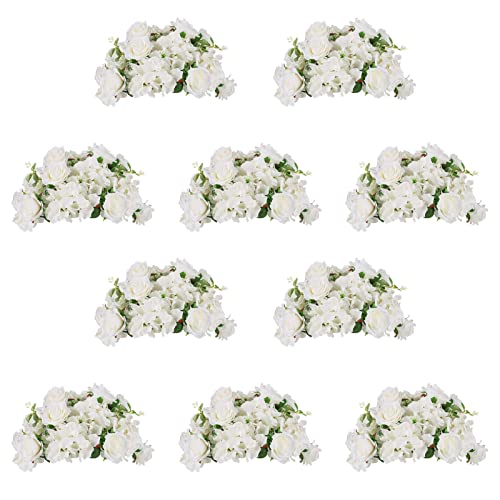 NUPTIO Flower Balls for Wedding Centerpieces - 10 Pcs 14.2 inch Diameter Fake Flower Ball Arrangement Bouquet Party Centerpieces for Tables - White Rose Bouquet Centerpiece Flowers for Wedding Table