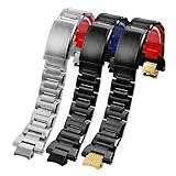 FIONOVB Watch Strap Compatible With Casio GSHOCK MTG-B3000 Solid Metal Watchbands MTG B3000 Modified Stainless Steel Adapters Connector(A black red)