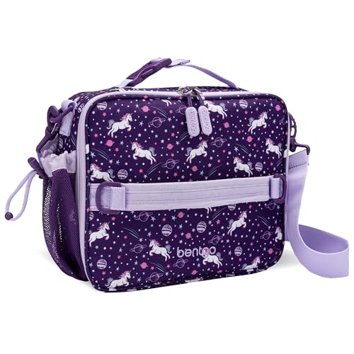 Bentgo Kids Lunch Bag - Double-Insulated, Reusable Lunch Bag for Kids 3+ with Adjustable Strap; Holds Lunch Box/Water Bottle/Snacks; Easy-Clean, Water-Resistant & Pockets (Unicorn)
