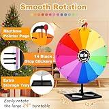 GADFISH 24-inch Tabletop Spinning Prize Wheel, Spin Doodle Game Spinner, Storable Prize Wheel Spinner with Stand, Wheel of Fortune Game, Suitable for Family Games, Party Games, 14 Colors