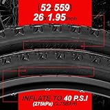 2 Pack 26 inch Bike Tires - 26 × 1.95 inch Folding Replacement Bicycle Tires for MTB Mountain Bike with 26 inch Schrader Valve Bike Tubes, 4 Tire Levers and 2 Rim Strips