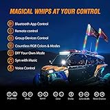 Nilight 2PCS 4FT RGB LED Whip Light, Remote & App Control w/DIY Chasing Patterns Stop Turn Reverse Light Safety Antenna Lighted Whips for ATV UTV Polaris RZR Can-am Dune Buggy Jeep