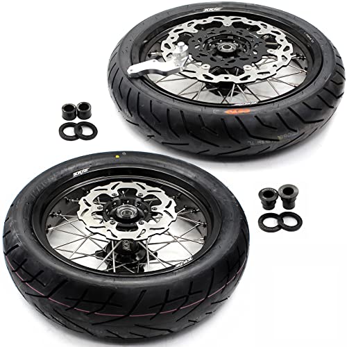 KKE 17 Inch Supermoto Wheels CST Tires Fit for SUZUKI DRZ400/ DRZ400E/DRZ400S 00-2024 Black Hubs Rims