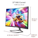 Sceptre 27-inch Curved Gaming Monitor up to 240Hz DisplayPort HDMI 1ms 99% sRGB Build-in Speakers, R1500 Machine Black 2023 (C275B-FWT240)