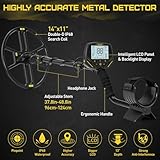 14" Metal Detector for Adults Professional, Double-D Metal Detectors with Higher Sensitivity, Waterproof Metal Detector with IP68 Search Coil, DISC & Pinpointer Metal Detector Modes