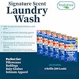 Truly Free Laundry Detergent for Sensitive Skin | Gentle & Safe for Baby Clothes | Plant-Based | 6 Pack Refill Powder | Easy to Dissolve to Create a Liquid | Signature Scent (300 Loads)