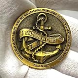 Anchored in Christ The Lord is My Light and My Salvation Christian Challenge Coin Bible Verses Pocket Token Perfect As Graduation Gifts (Pack of 10)