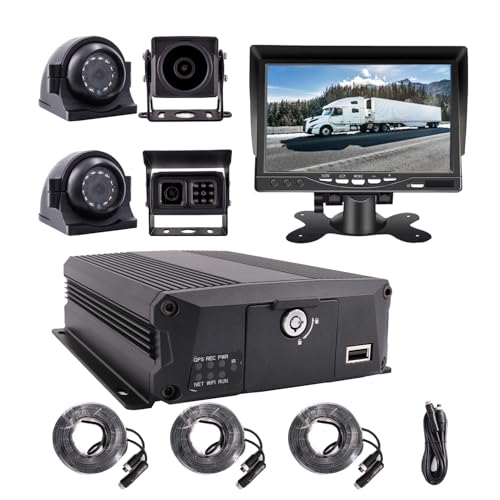 JOINLGO 4-CH 1080P Mobile Vehicle Bus CCTV DVR Video Recorder Kit with Night Vision Waterproof Side Front Rear View Car Camera 7 inches IPS Monitor for Truck Van Fleet