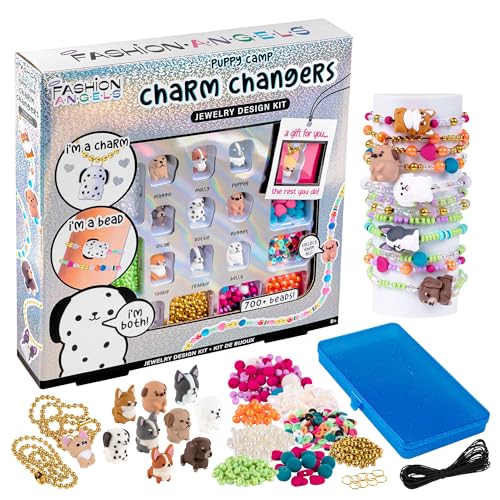 Fashion Angels Charm Changers Puppy Camp Jewelry Design Kit, Includes Adorable Puppy Charms & Over 700 Beads, Fun Custom Jewelry Craft Activity for Kids