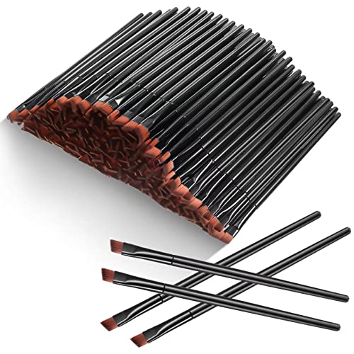 Gerrii 200 Pieces Disposable Angled Eyebrow Brushes Bulk Brow Tint Brushes Eye Makeup Brush Eyeliner Brush Tinting for Women Girls Salon Beauty Cosmetic Make up Tool Esthetician Supplies(Black)