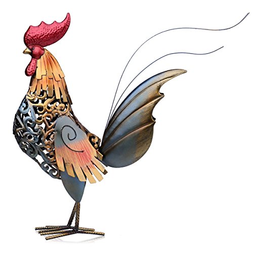 Tooart Chicken Rooster Sculpture, Metal Sculpture Carved Iron Rooster Home Furnishing Articles Artwork