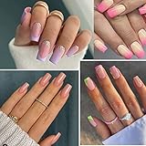 UNA GELLA Square Fake Nails 216pcs Square Press on Nails Pre-shape Clear Square Nails Tips for Full Cover Acrylic French False Nails For Nail Extension, Home DIY Nail Salon 12 Sizes False Tips