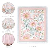 The Peanutshell 4 Piece Organic Cotton Baby Crib Bedding Set for Girls - Newborn, Infant & Toddler Nursery Bed Set Decor with Two Crib Sheets, Dust Ruffle Comforter - Wildflower