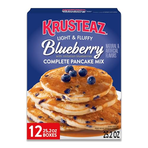 Krusteaz Complete Pancake Mix, Blueberry Pancake Mix, 25.2-Ounce Box (Pack of 12)