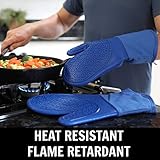 Silicone Oven Mitts and Pot Holders, 4-Piece Set, Heavy Duty Cooking Gloves, Kitchen Counter Safe Trivet Mats, Advanced Heat Resistance, Non-Slip Textured Grip