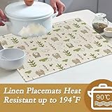 Cat Dog Dinosaur Frog Bear Placemats,Cute Cartoon Patterns Table Mats Set of 6,12x18 Inch,Waterproof Oil-Proof Washable and Reusable Linen placemats Holiday Party Kitchen Table Decorations