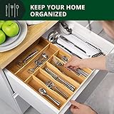 ROYAL CRAFT WOOD Luxury Bamboo Utensil Rack and Silverware Organizer, Kitchen Drawer Organizer - Utensil Holder and Cutlery Tray with Grooved Drawer Dividers for Flatware 7 Slot, Natural