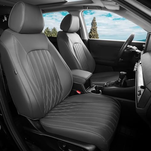 FEINEPRO Seat Covers for Honda CRV 2023 2024 2025 EX-L/EX/LX/Sport/Touring/Special Edition Hybrid & Gas 1:1 Custom Leather Seat Covers Full Set - Grey