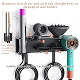 Affogato Wall Mount Hair Dryer Holder Compatible with Dyson Supersonic HD16, 2 in 1 Magnetic Airwrap Airstrait Straightener Storage Rack, Blow Dryer Styler Attachments Organizer Stand for Bathroom