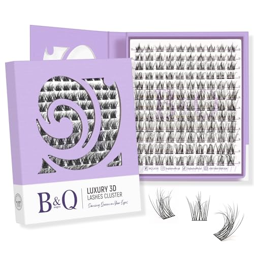 B&Qaugen Lash Clusters 144 PCS Individual Lashes B&Q 3D Effect Eyelash Clusters Fluffy Cluster Eyelash Extensions Wispy Eyelashes Natural Look With Long Lasting Curl Cluster Lashes (3D02,10-18mm)