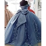 TRHTX Luxury Red Lace Quinceanera Dresses Ball Gown Puffy Off Shoulder Birthday Dresses for Women Lace Prom Dresses with Bow-Knot 10