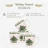 Spode Christmas Tree 16-Piece Tartan Dinnerware Set (Service for 4) - Festive Holiday Tableware Collection with Plates, Bowls, Mugs - Porcelain Christmas Dinnerware - Microwave & Dishwasher Safe