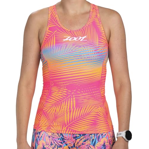 Zoot Women’s LTD Racerback Triathlon Tank Top, Sleeveless Tank for Racing & Endurance Training, Built-in Bra & Rear Pockets - Club Aloha - Large