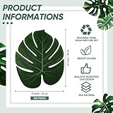 XunYee 100 Pcs Large Tropical Palm Leaf Placemats Artificial Monstera Leaf Table Decor Hawaiian Big Green Palm Leaves for Summer Wedding Luau Party Jungle Safari Table Decoration, 11.4 x 13.8 Inch