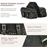 Dream Apparel Naked Cowhide Leather Motorcycle Saddle Bags Studded Throw Over Saddlebags, Motorcycle Side Bags for Honda Shadow Sportster Softail Dyna V-star (Distressed Brown)