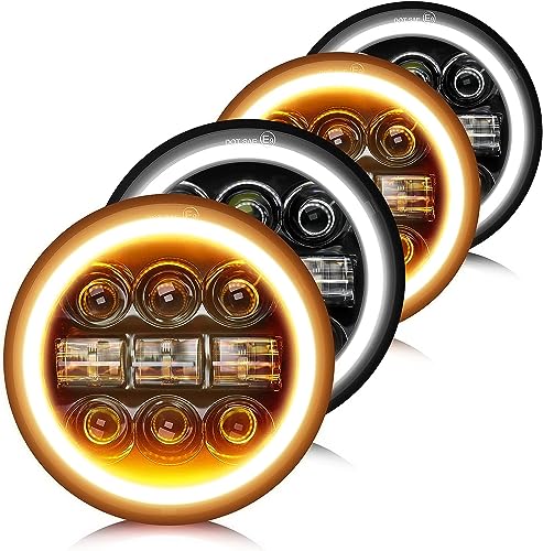 CO LIGHT 5.75 Led Headlight 5 3/4 Round Led Headlights Whit DRL Amber Turn Signal Light and Hi/Lo Beam Led Projector Sealed Beam Headlight Compatible with Thunderbird Torino 4PCS