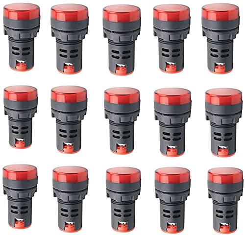 Szliyands 220V 20mA Energy Saving LED Indicator Light Installation Hole Size 22mm (7/8 inch) red15pcs