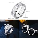 Newshe Wedding Rings Set for Him and Her Women Mens Tungsten Bands Princess Cz 2.3Ct Sterling Silver 7&9