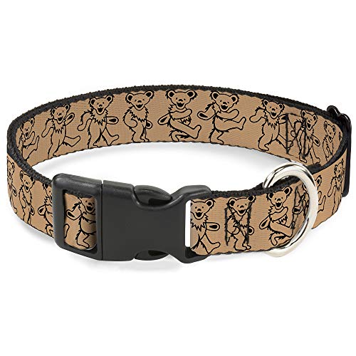 Buckle-Down Dog Collar Plastic Clip Dancing Bears Tan Black, Multicolor, 1" Wide - Fits 9-15" Neck - Small (PC-WGD003-S)