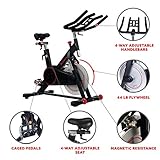 Sunny Health & Fitness Magnetic Belt Drive Indoor Cycling Bike with 44 lb Flywheel and Large Device Holder, Black, Model Number: SF-B1805