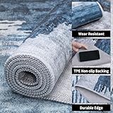 Ciicool Abstract Area Rug Indoor, 3x5 Washable Entryway Rug, Modern Soft Throw Rug with Non-Slip Backing Ideal for Bedroom Living Room Entrance Kitchen, Low-Pile Floor Carpet Doormat Blue Grey