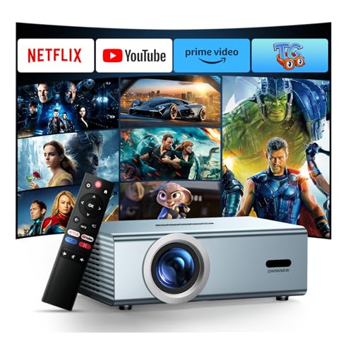 [Netflix Officially & Dolby Audio] Smart Projector with WiFi6 and Bluetooth5.3, Electric Focus & Auto Keystone 4K Support, High Brightness Movie Projectors, Native 1080P Proyector Built-in Apps