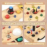 Joyreal Montessori Busy Board Wooden Sensory Toys for Toddler with LED Light Up Switch, Baby Fidget Board Travel Toys for 18+ Months, 1 2 3 Year Old Boys Girls Toddler Toys Gifts