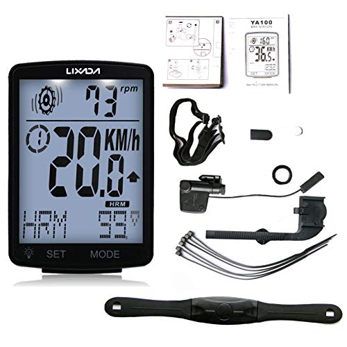 FAPAO 3 in 1 Bike Computer Multi Functional LCD Screen Bicycle Computer with Heart Rate Sensor Mountain Bike Speedometer IPX7 Waterproof Cycle Measurable Temperature Stopwatch